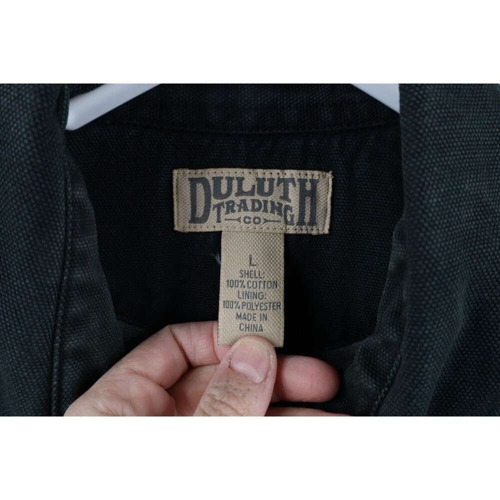 Duluth Trading Co Mens Large Distressed Fleece Lined Canvas Button Shirt Jacket - Picture 11 of 16